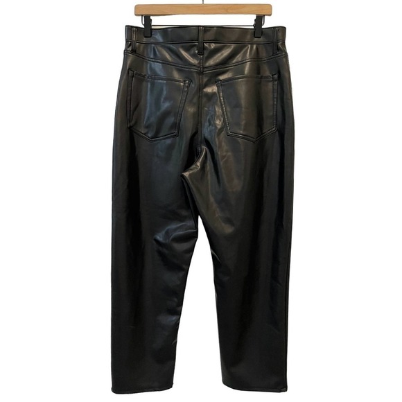Abercrombie & Fitch The Ankle Straight Ultra High Rise Pants Black Faux Leather - Picture 10 of 13